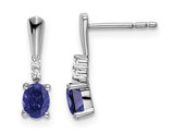 7/10 Carat (ctw) Lab Created Blue Sapphire Drop Earrings in 14K White Gold
